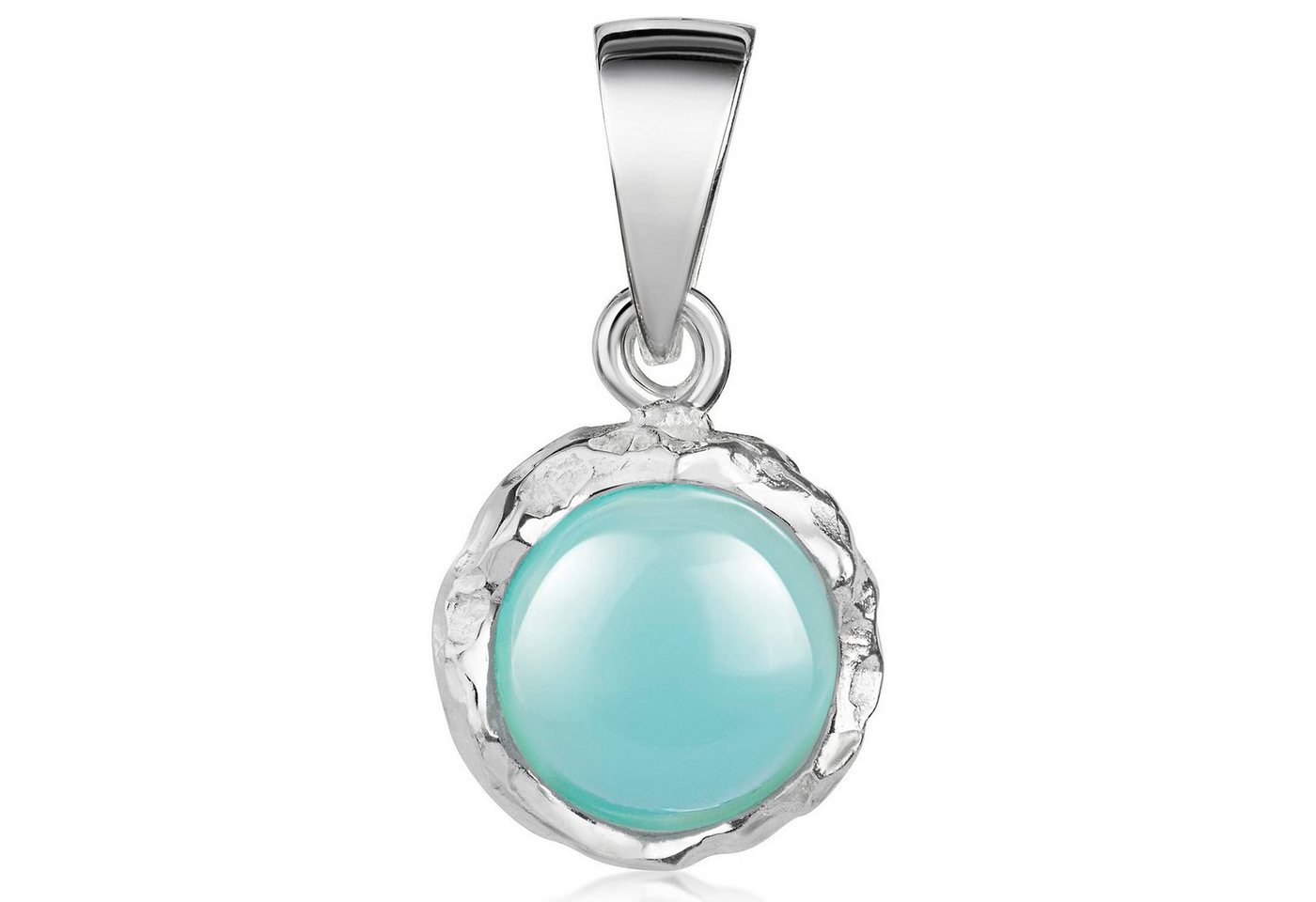 Materia Kettenanhänger Damen Edelstein Chalcedon Hellblau rund KA-71, 925 Sterling Silber Materia Kettenanhänger Damen Edelstein Chalcedon Hellblau rund KA-71, 925 Sterling Silber von Materia