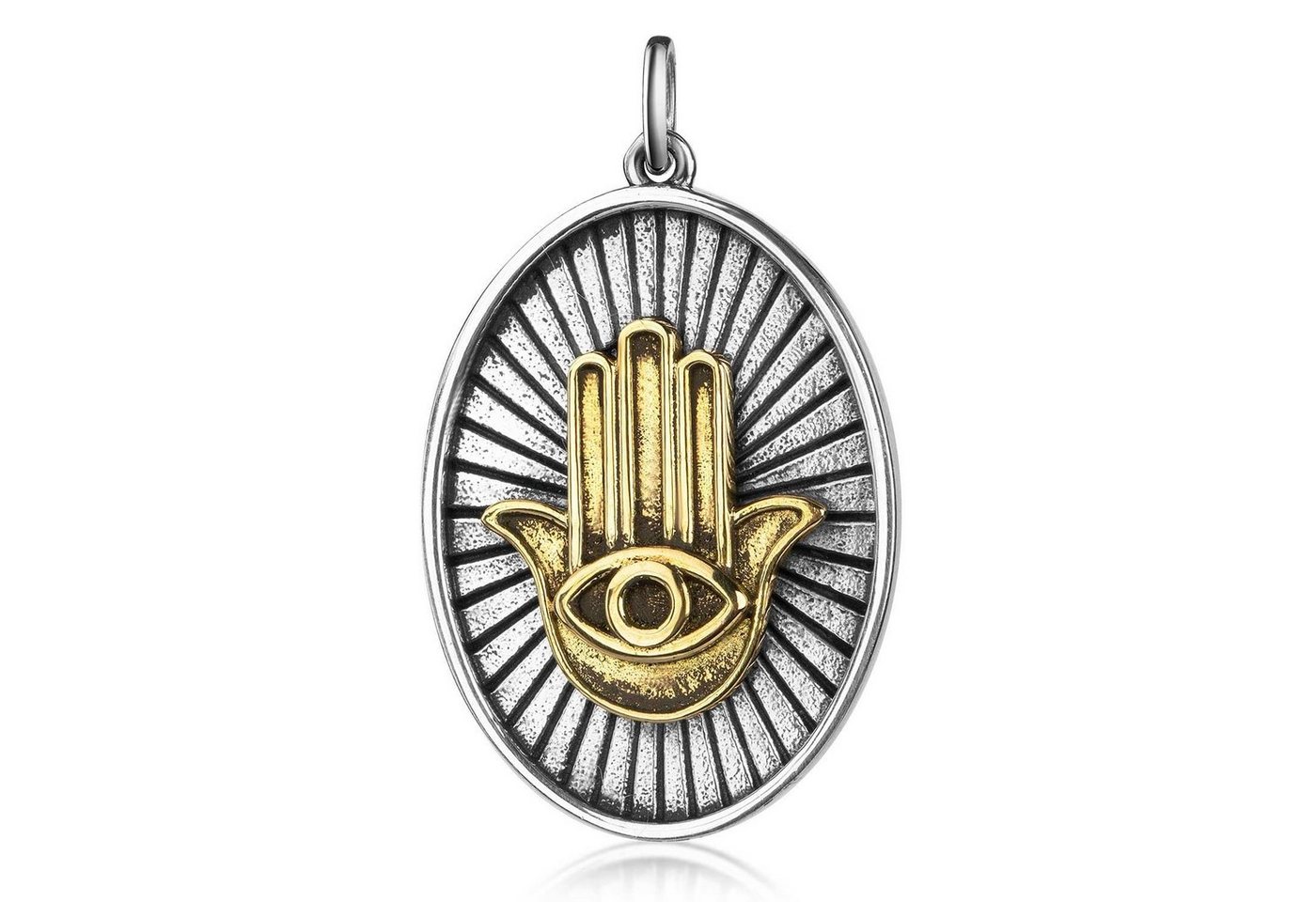 Materia Kettenanhänger Damen Hamsa Gold Silber KA-297, 925 Sterling Silber von Materia