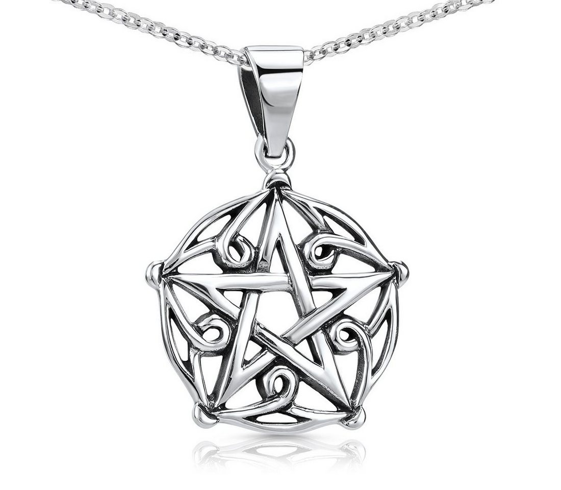 Materia Kettenanhänger Damen Herren Stern Pentagramm Ø20mm KA-54, 925 Sterling Silber, geschwärzt von Materia