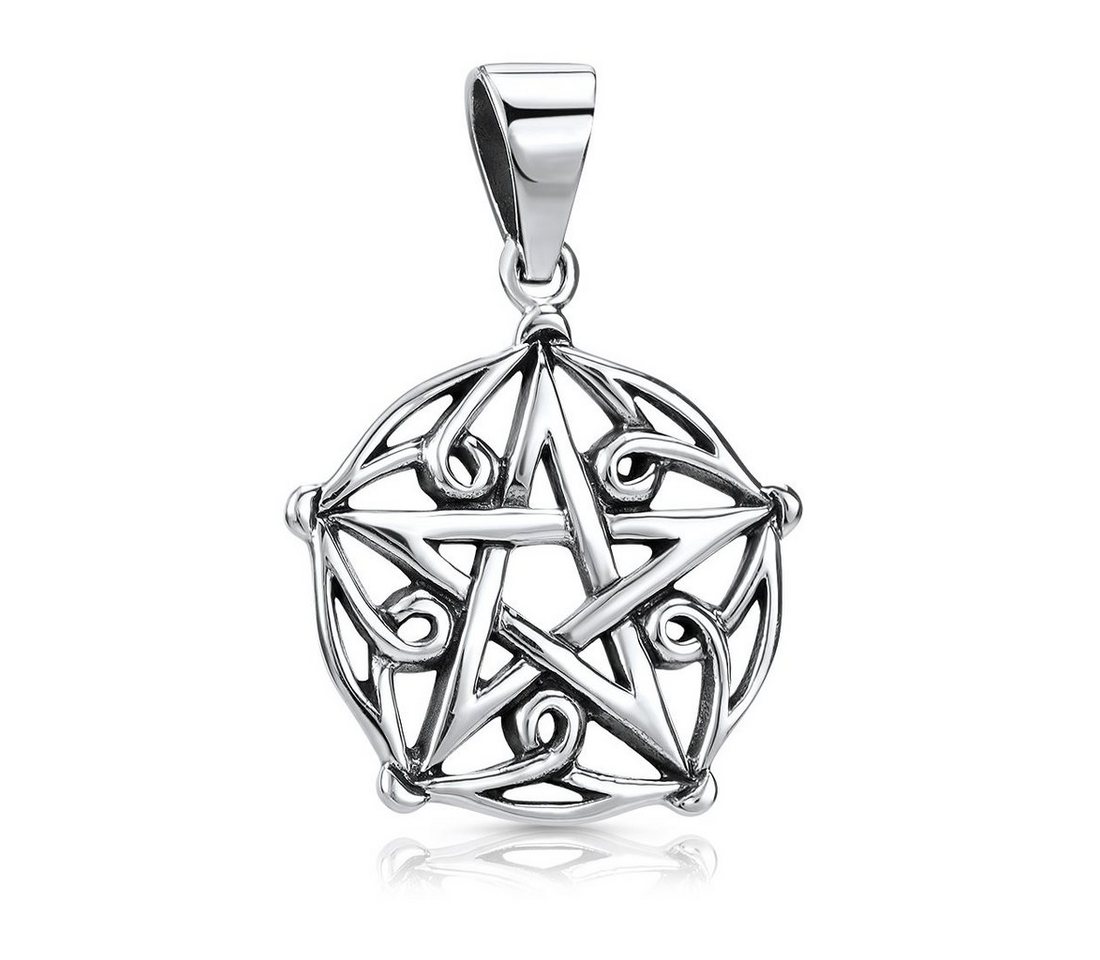 Materia Kettenanhänger Damen Herren Stern Pentagramm Ø20mm KA-54, 925 Sterling Silber, geschwärzt von Materia