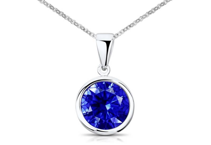 Materia Kettenanhänger Damen Kristallanhänger Ø10mm Blau KA-462, aus 925 Sterling Silber, rhodiniert von Materia