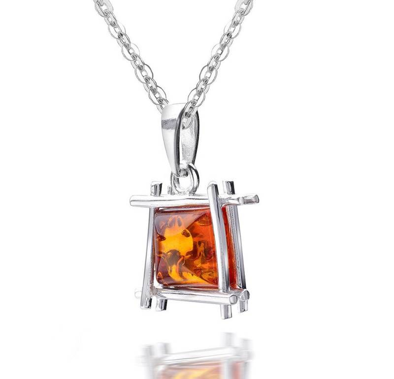 Materia Kettenanhänger Damen Naturstein Bernstein Braun Orange KA-50, Fassung aus 925 Sterling Silber Materia Kettenanhänger Damen Naturstein Bernstein Braun Orange KA-50, Fassung aus 925 Sterling Silber von Materia