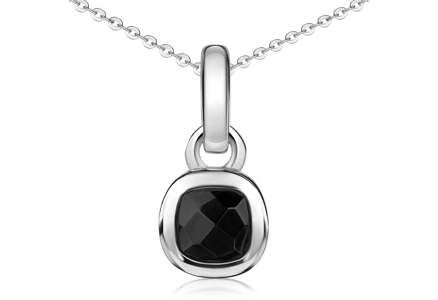 Materia Kettenanhänger Damen Onyx Silber Schwarz KA-248-Onyx, 925 Sterling Silber von Materia