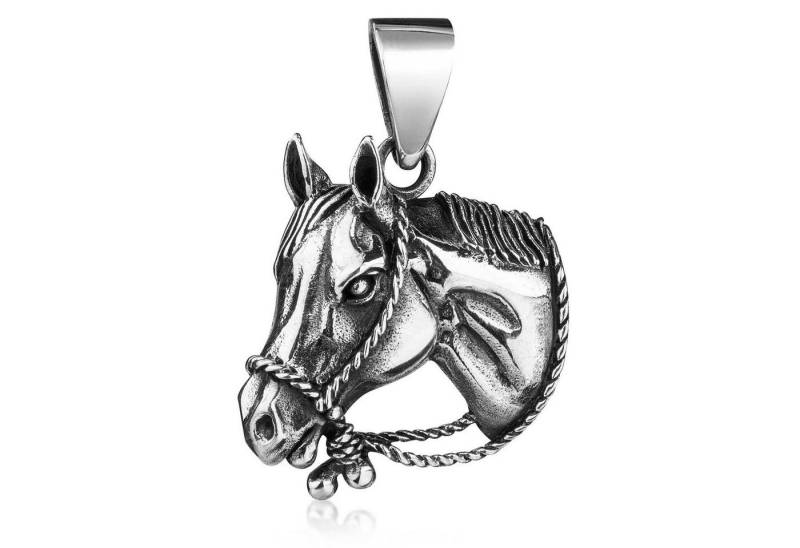 Materia Kettenanhänger Damen Pferdekopf mit Halfter antik KA-167, 925 Sterling Silber, geschwärzt von Materia