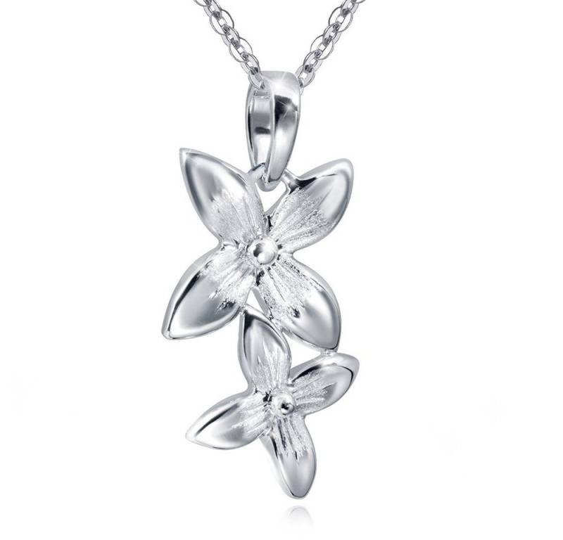Materia Kettenanhänger Damen Silber Blumen Blüten Floral KA-296, 925 Sterling Silber, rhodiniert Materia Kettenanhänger Damen Silber Blumen Blüten Floral KA-296, 925 Sterling Silber, rhodiniert von Materia