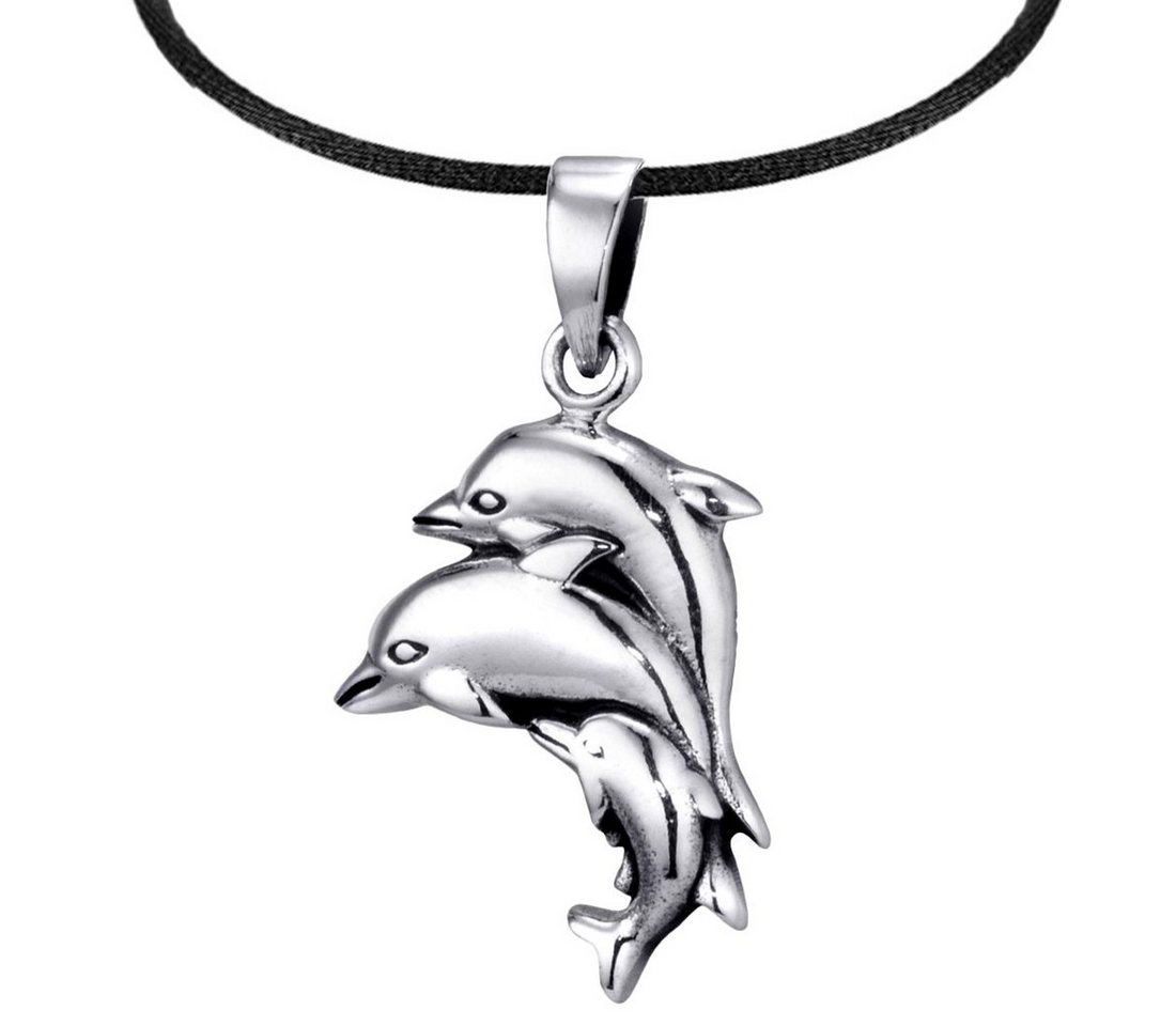 Materia Kettenanhänger Damen Silber Delfin Familie 45-60cm KA-345, 925 Sterling Silber von Materia