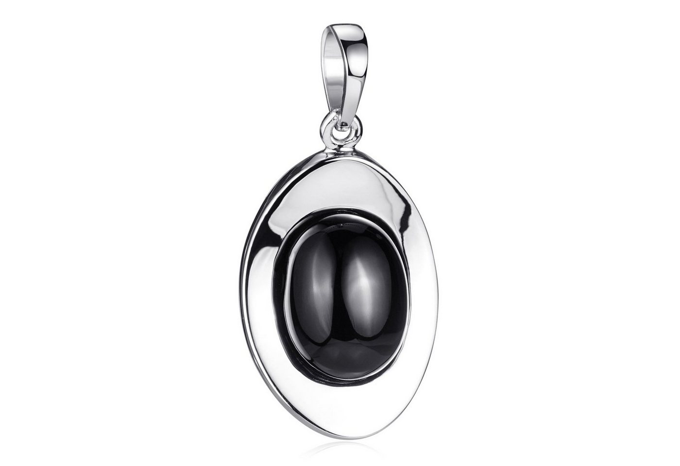 Materia Kettenanhänger Damen Silber Edelstein Onyx Schwarz KA-177, 925 Sterling Silber, rhodiniert von Materia