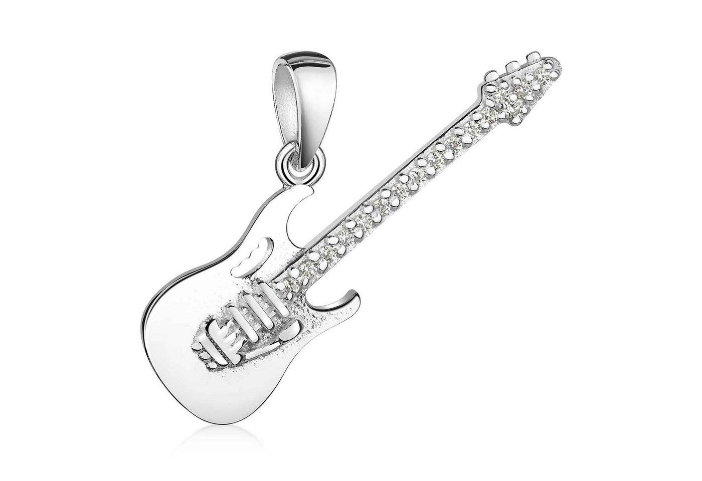 Materia Kettenanhänger Rock E-Gitarre Gitarre Musik mit Zirkonia weiß KA-86, 925 Sterling Silber von Materia