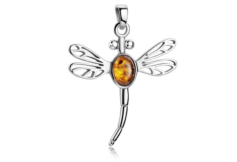 Materia Kettenanhänger Damen Silber Libelle Insekt Bernstein Orange KA-39, 925 Sterling Silber, rhodiniert Materia Kettenanhänger Damen Silber Libelle Insekt Bernstein Orange KA-39, 925 Sterling Silber, rhodiniert von Materia
