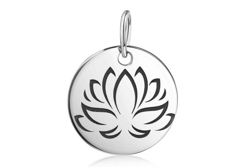 Materia Kettenanhänger Damen Silber Lotus Blume Blüte floral rund KA-3, 925 Sterling Silber von Materia