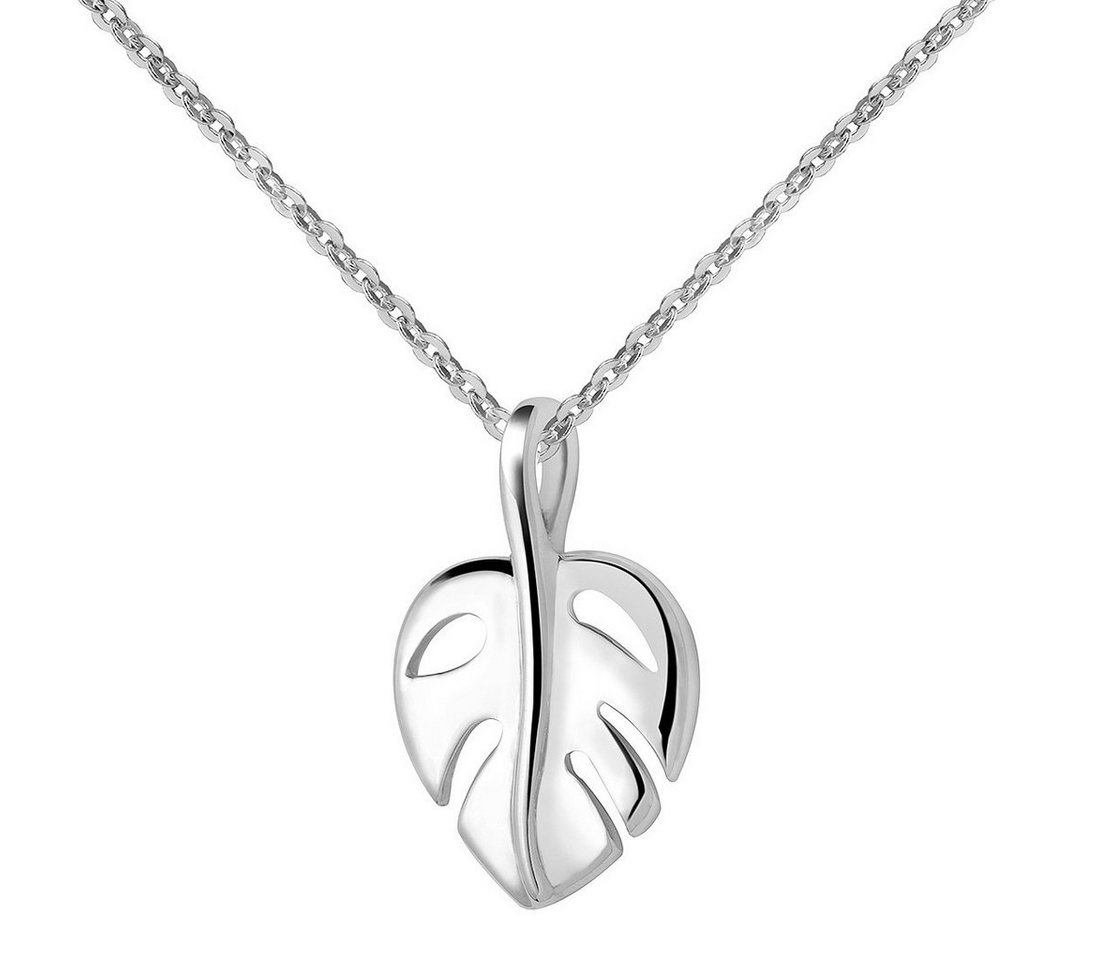 Materia Kettenanhänger Damen Silber Monstera Blatt KA-460, 925 Sterling Silber von Materia