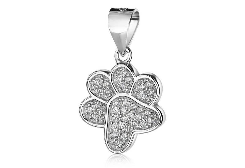 Materia Kettenanhänger Damen Silber Pfote Hund Tier Zirkonia weiß KA-519, 925 Sterling Silber, rhodiniert Materia Kettenanhänger Damen Silber Pfote Hund Tier Zirkonia weiß KA-519, 925 Sterling Silber, rhodiniert von Materia
