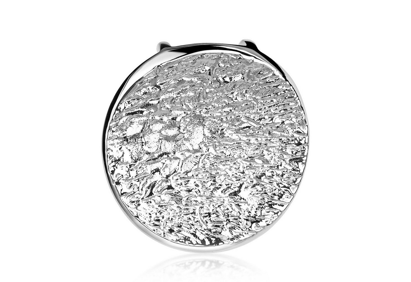 Materia Kettenanhänger Damen Silber Struktur gewölbt rund Ø15mm KA-515, 925 Sterling Silber, rhodiniert von Materia