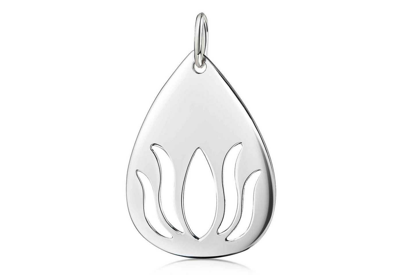 Materia Kettenanhänger Damen Silber Tropfen Lotus Blüte Cut-Out KA-64, 925 Sterling Silber von Materia