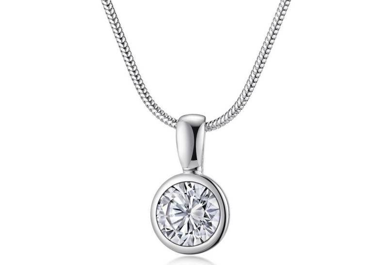 Materia Kettenanhänger Damen Silber Zirkonia Rund Ø10,4mm KA-180, 925 Sterling Silber, rhodiniert von Materia