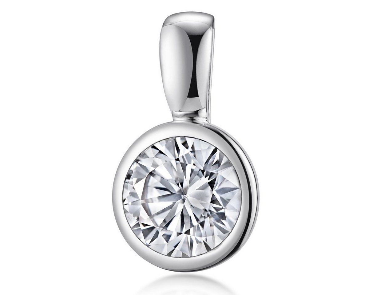 Materia Kettenanhänger Damen Silber Zirkonia Rund Ø10,4mm KA-180, 925 Sterling Silber, rhodiniert von Materia