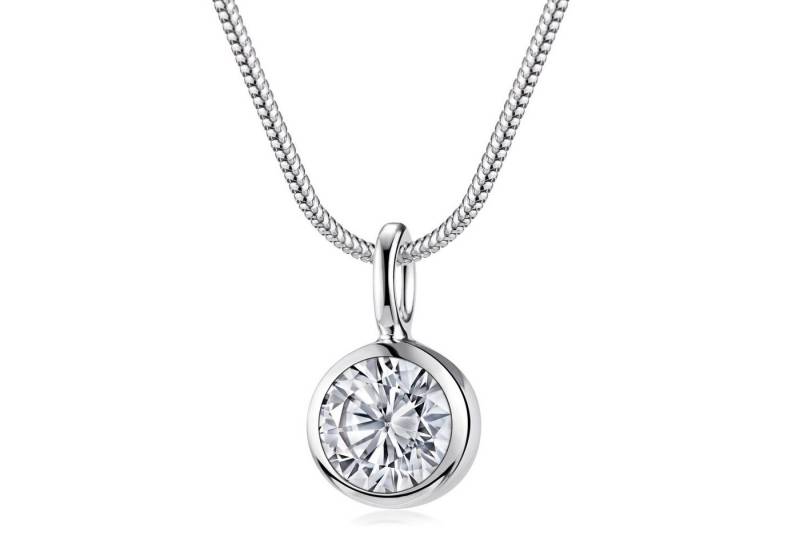 Materia Kettenanhänger Damen Silber Zirkonia rund Ø12mm KA-222, 925 Sterling Silber, rhodiniert Materia Kettenanhänger Damen Silber Zirkonia rund Ø12mm KA-222, 925 Sterling Silber, rhodiniert von Materia