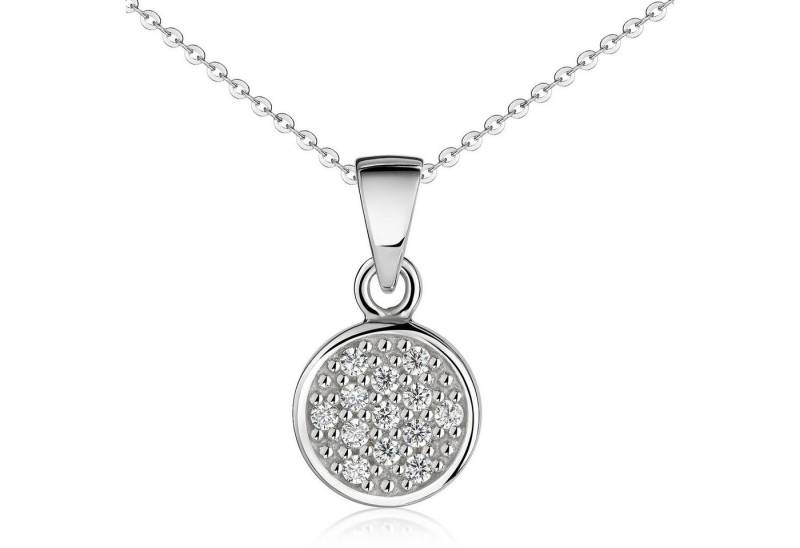 Materia Kettenanhänger Damen Silber Zirkonia weiß klein Ø8mm KA-514, 925 Sterling Silber, rhodiniert von Materia