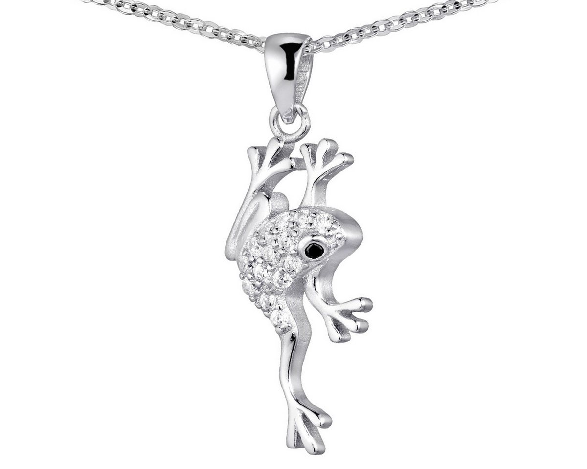 Materia Kettenanhänger Frosch Amphibie Zirkonia Weiß Schwarz KA-125, 925 Sterling Silber, rhodiniert Materia Kettenanhänger Frosch Amphibie Zirkonia Weiß Schwarz KA-125, 925 Sterling Silber, rhodiniert von Materia