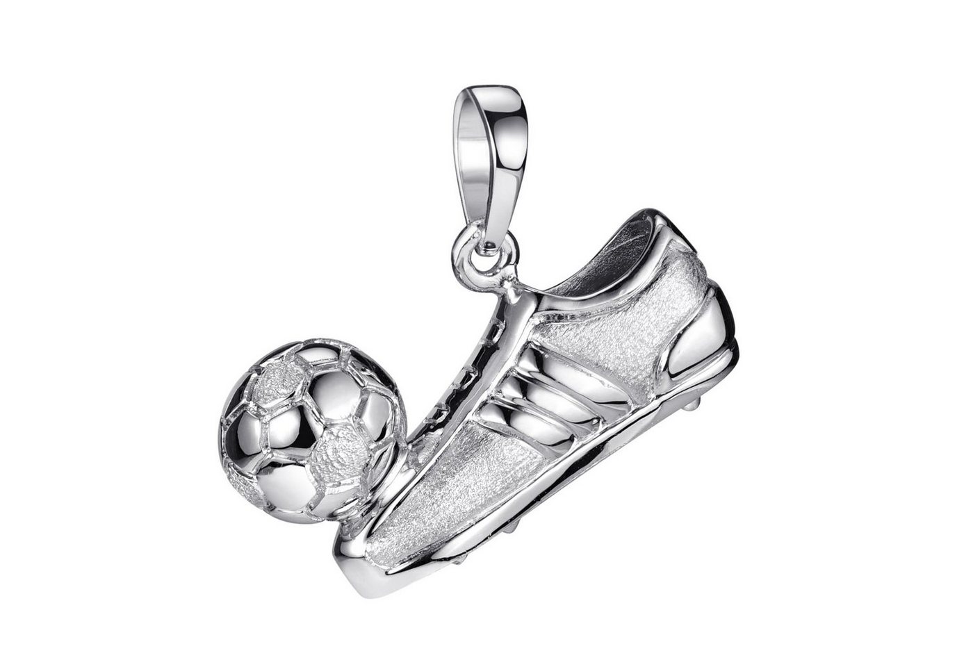 Materia Kettenanhänger Fußball / Fußballschuh mit Ball Silber KA-70, 925 Sterling Silber, rhodiniert von Materia