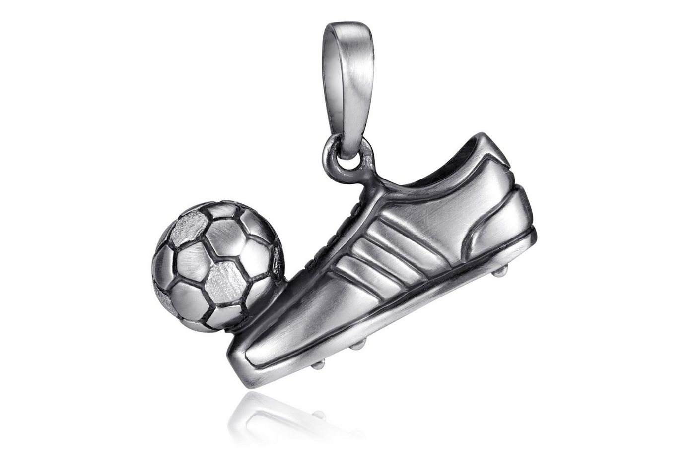 Materia Kettenanhänger Fußball / Fußballschuh mit Ball Silber antik KA-70, 925 Sterling Silber, rhodiniert von Materia