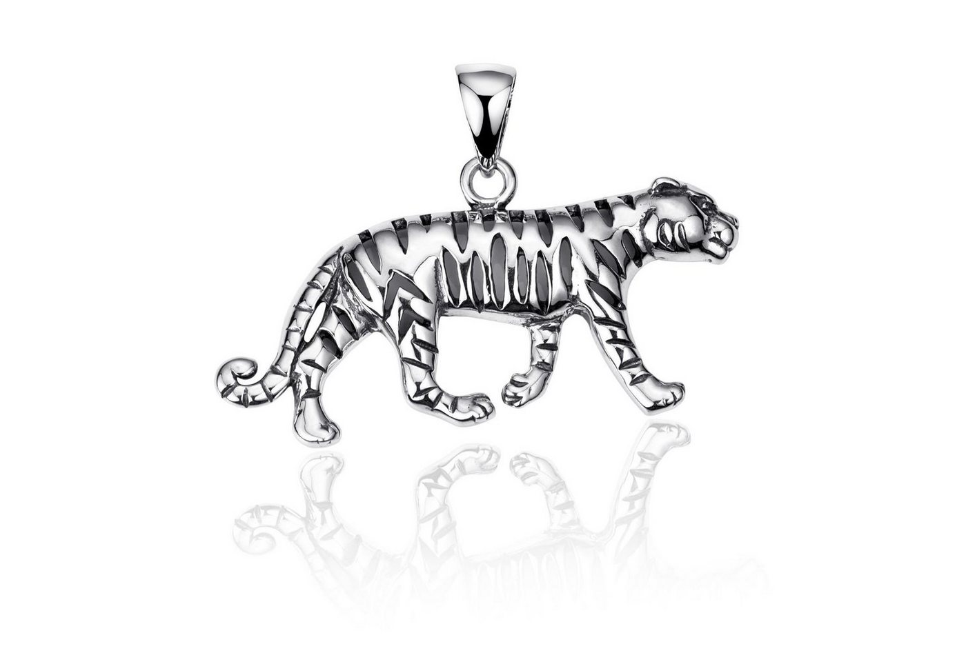 Materia Kettenanhänger Herren Tiger / Raubkatze geschwärzt KA-57, 925 Sterling Silber, rhodiniert von Materia