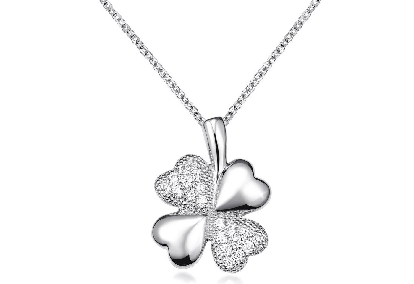 Materia Kettenanhänger Kleeblatt Glücksbringer Zirkonia KA-130, aus 925 Sterling Silber, rhodiniert Materia Kettenanhänger Kleeblatt Glücksbringer Zirkonia KA-130, aus 925 Sterling Silber, rhodiniert von Materia