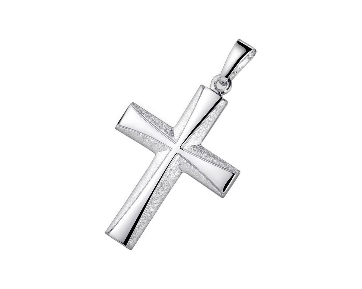 Materia Kettenanhänger Kreuz Silber satiniert KA-22-Silber, aus 925 Sterling Silber, rhodiniert von Materia