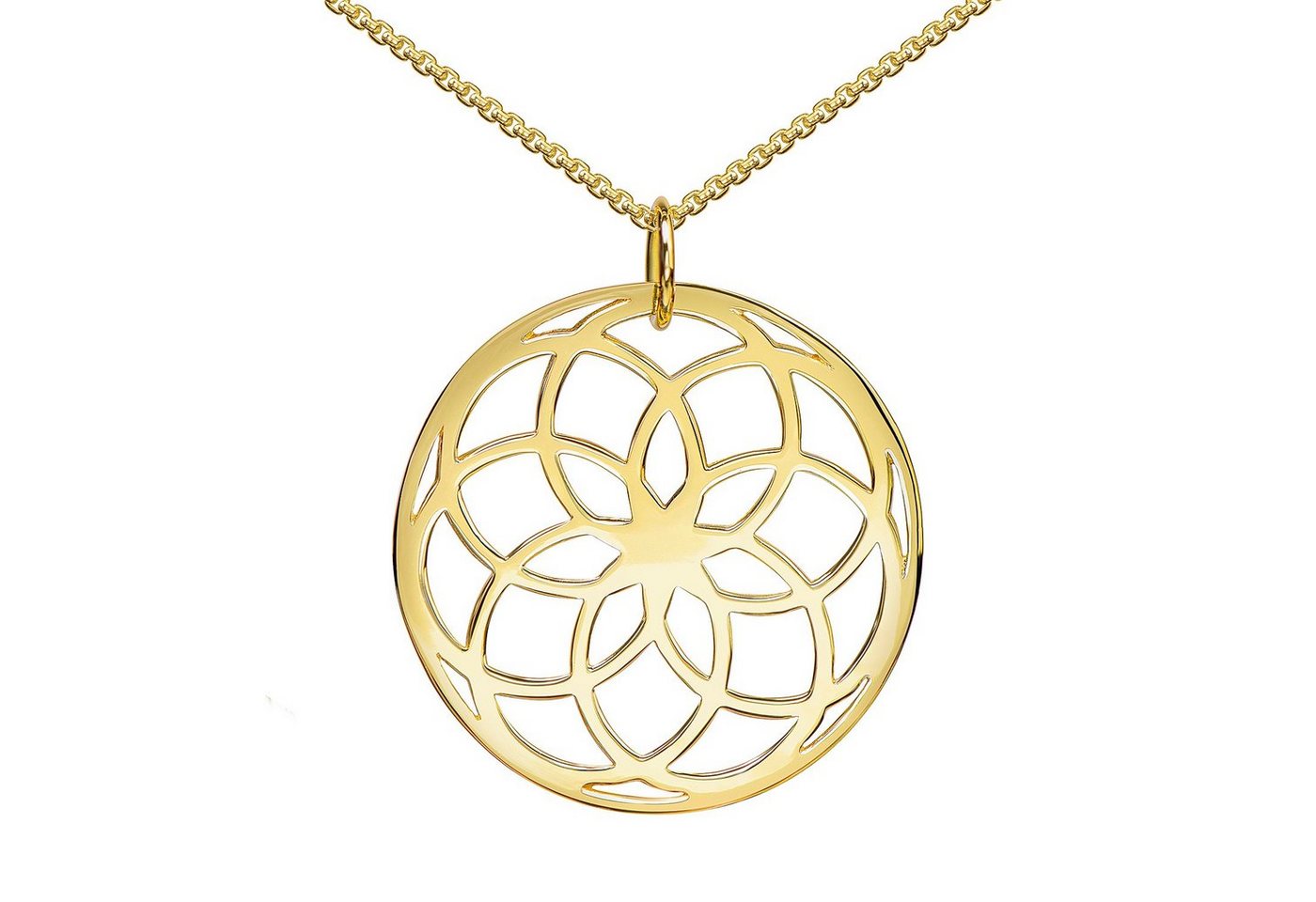 Materia Kettenanhänger Lebensblume / Blume des Lebens Gold KA-278, 925 Sterling Silber, vergoldet von Materia