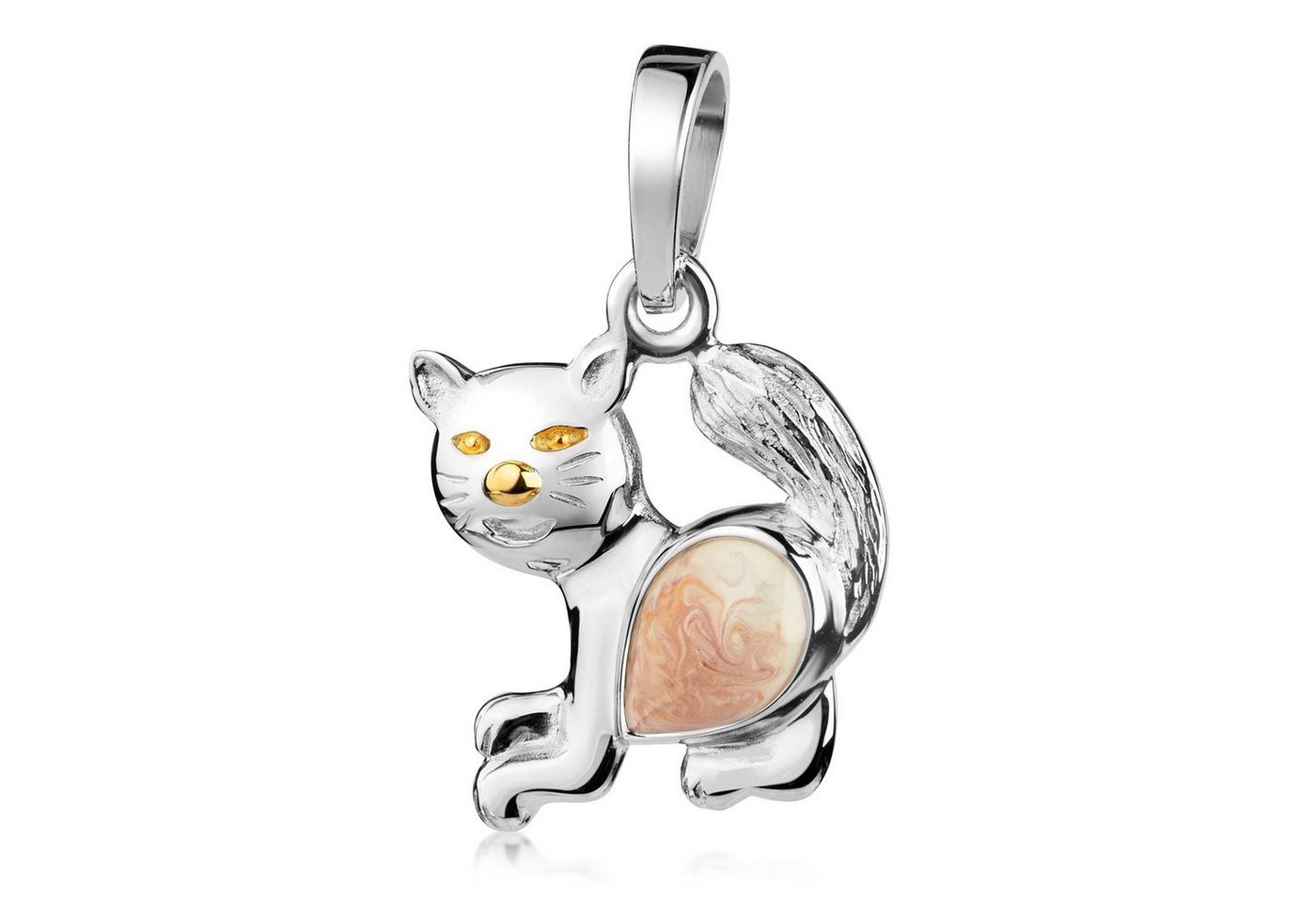 Materia Kettenanhänger Mädchen Katze Silber Emaille KA-332, 925 Sterling silber von Materia