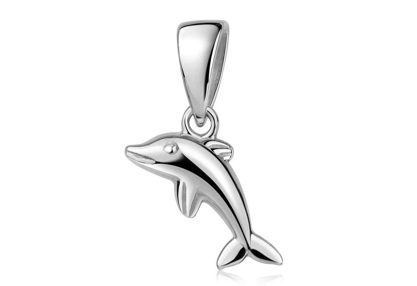 Materia Kettenanhänger Mädchen Silber Delfin / Delphin klein leicht KA-32, 925 Sterling Silber, rhodiniert von Materia