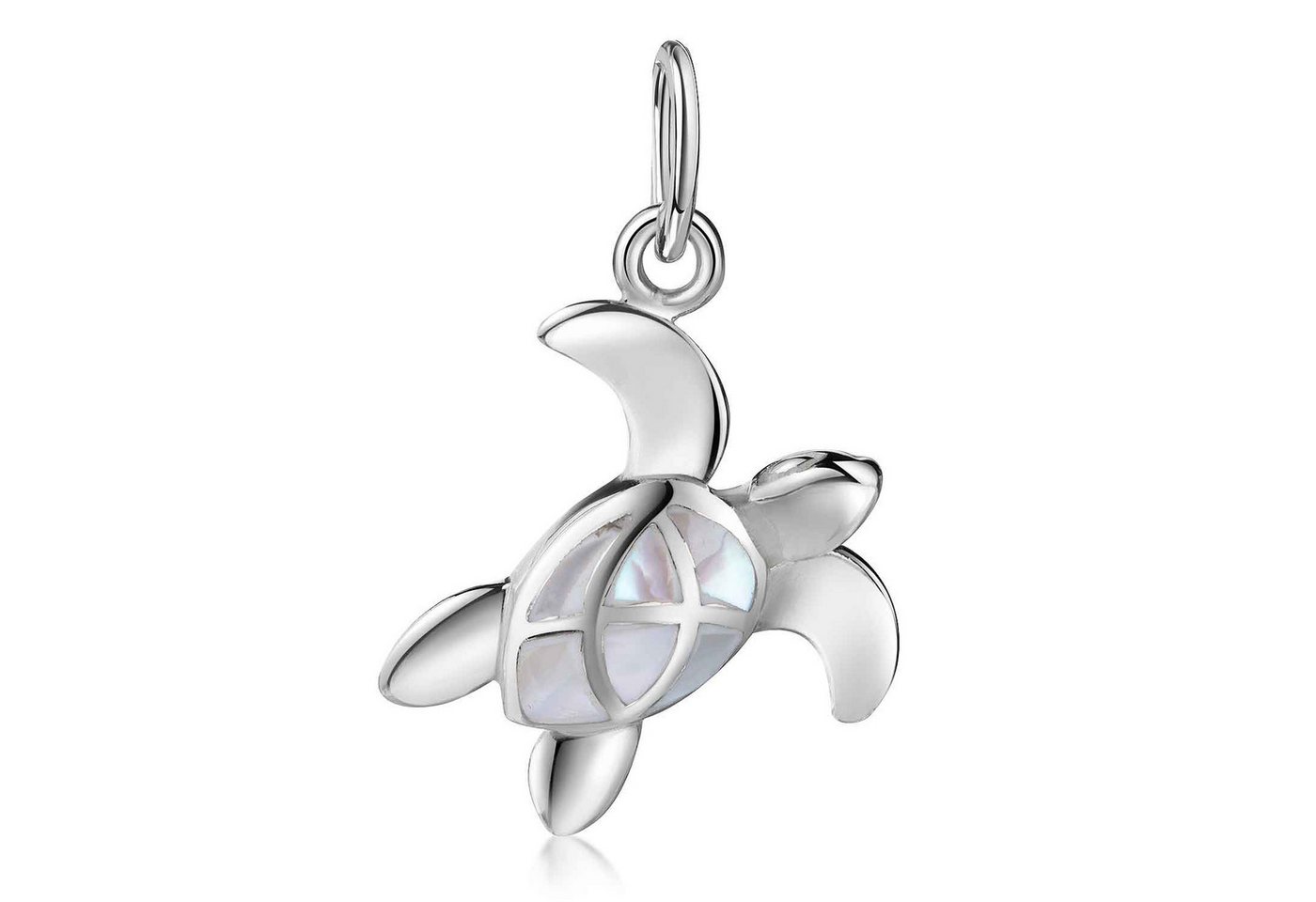 Materia Kettenanhänger Schildkröte Turtle mit Muschel Perlmutt weiß KA-83, 925 Sterling Silber von Materia
