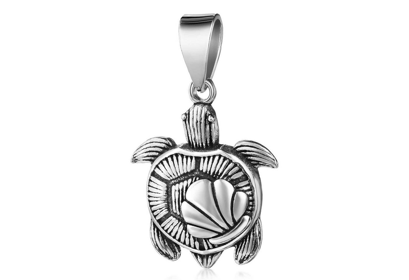 Materia Kettenanhänger Schildkröte mit Muschel Turtle antik geschwärzt KA-46, 925 Sterling Silber von Materia