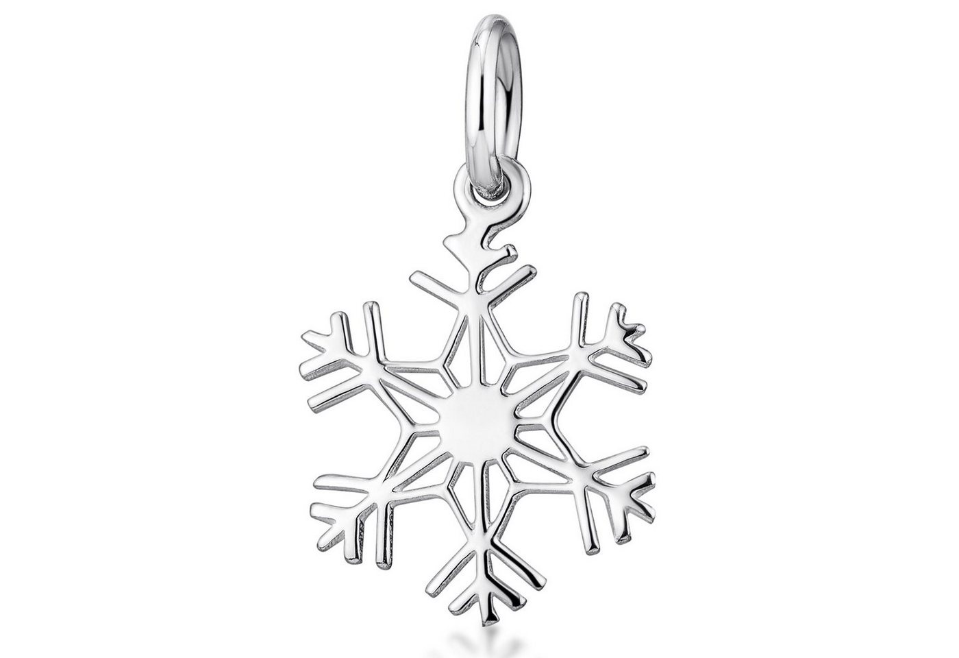 Materia Kettenanhänger Schneeflocke / Eiskristall Silber Ø12mm KA-283, 925 Sterling Silber von Materia