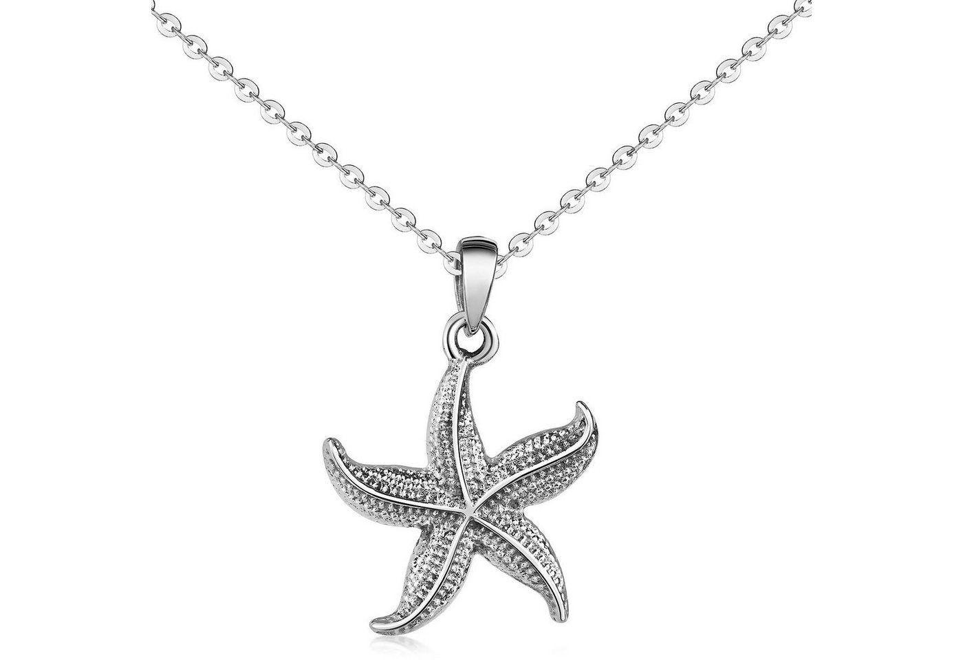 Materia Kettenanhänger Seestern / Star Fish 3D antik maritim KA-507, 925 Sterling Silber, geschwärzt von Materia