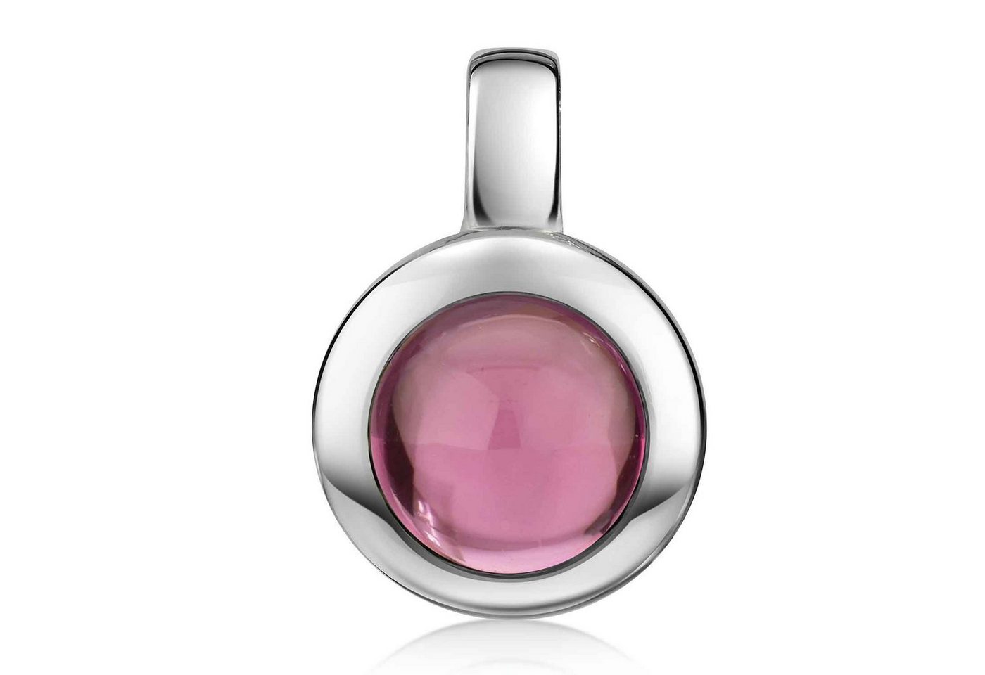 Materia Kettenanhänger Turmalin Edelstein Anhänger Pink Rosa rund KA-38, 925 Sterling Silber von Materia