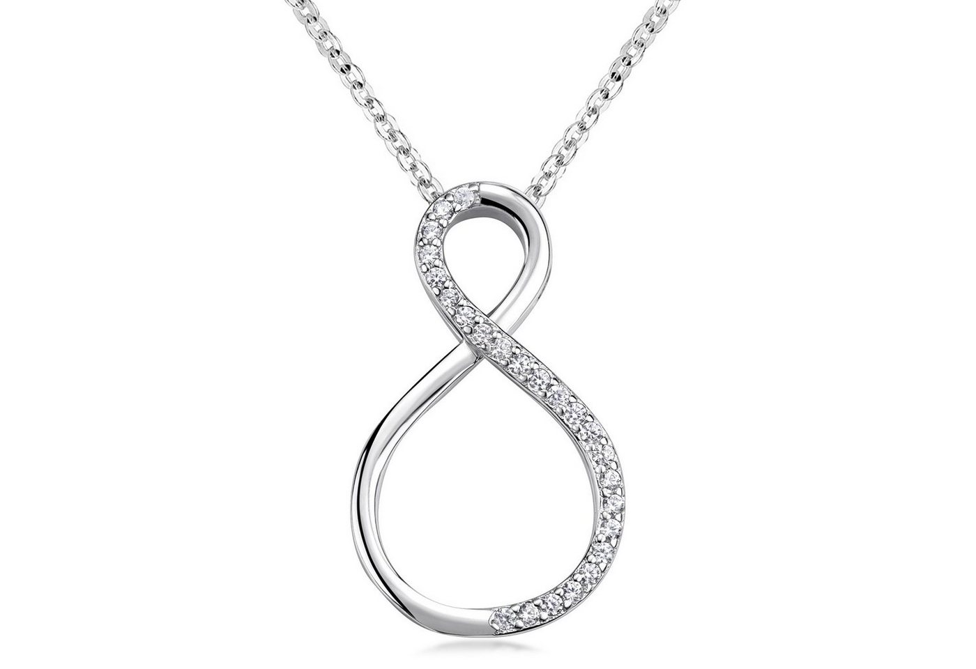Materia Kettenanhänger Unendlichkeit / Infinity mit Zirkonia KA-223, aus 925 Sterling Silber, rhodiniert Materia Kettenanhänger Unendlichkeit / Infinity mit Zirkonia KA-223, aus 925 Sterling Silber, rhodiniert von Materia