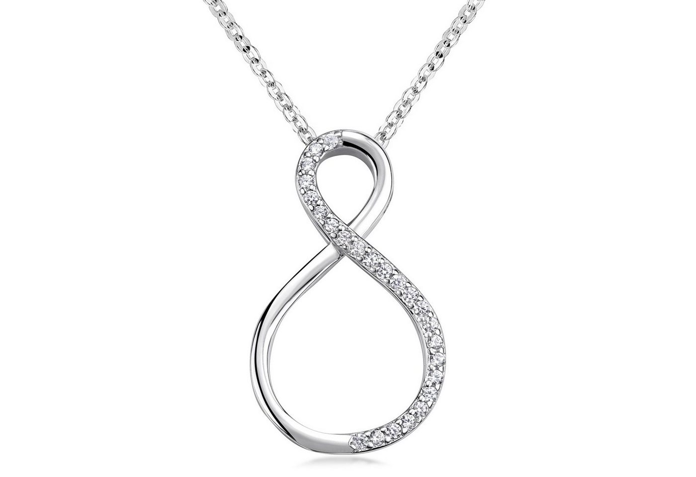 Materia Kettenanhänger Unendlichkeit / Infinity mit Zirkonia KA-223, aus 925 Sterling Silber, rhodiniert von Materia