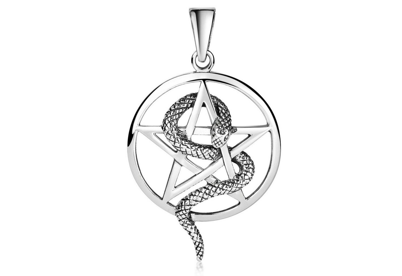 Materia Kettenanhänger Unisex Silber Pentagramm mit Schlange antik KA-486, 925 Sterling Silber, geschwärzt von Materia