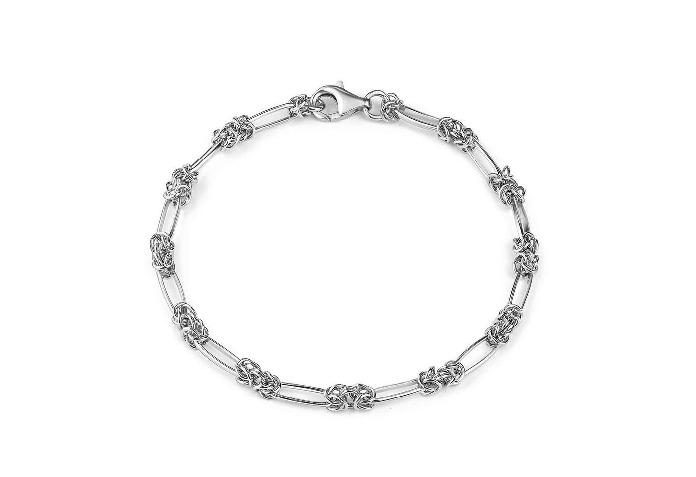 Materia Königsarmband Damen Silber 3,5mm SA-65, 925 Sterling Silber, rhodiniert von Materia