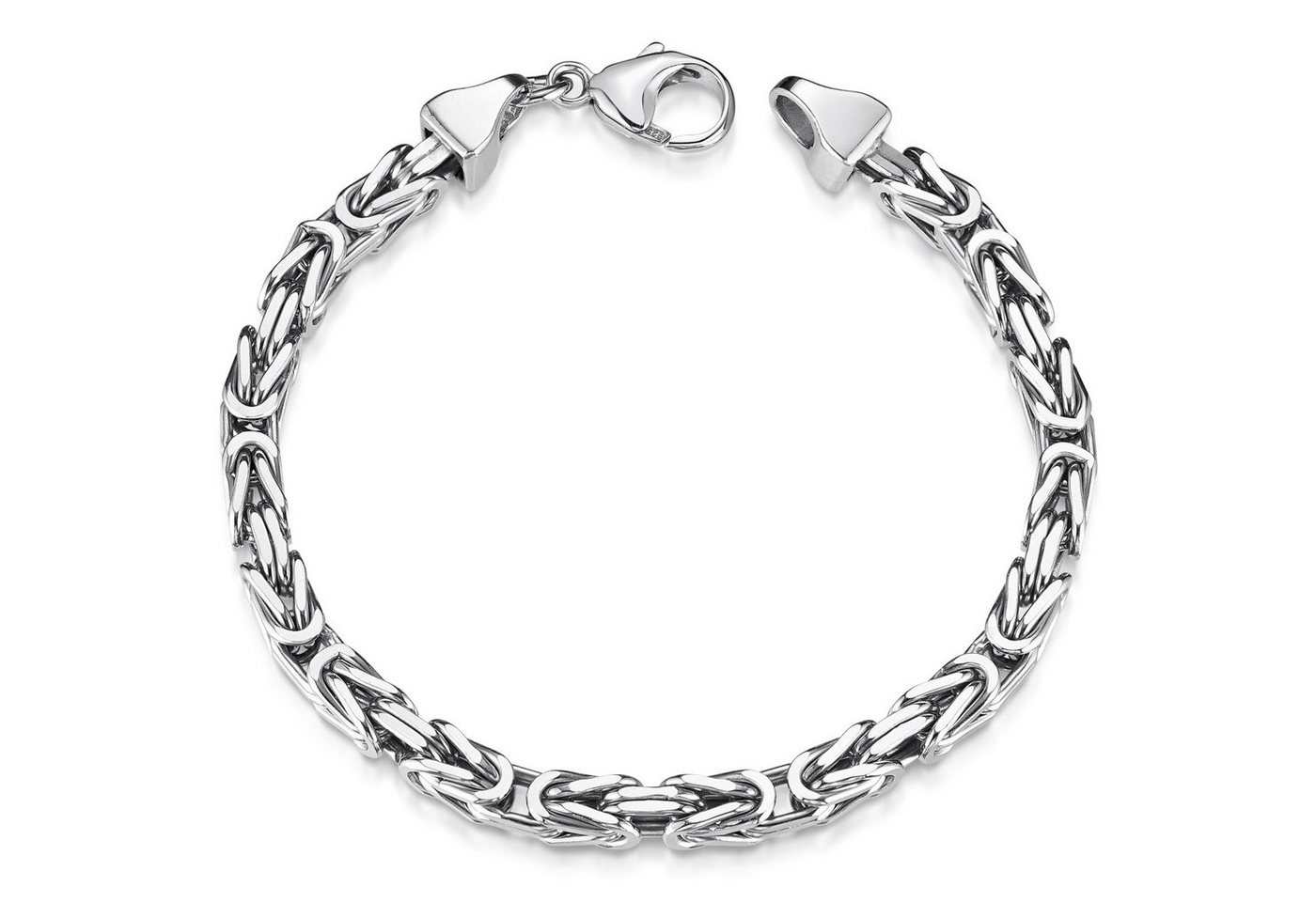 Materia Königsarmband Herren Königskette 5mm diamantiert SA-10, 925 Sterling Silber, rhodiniert von Materia