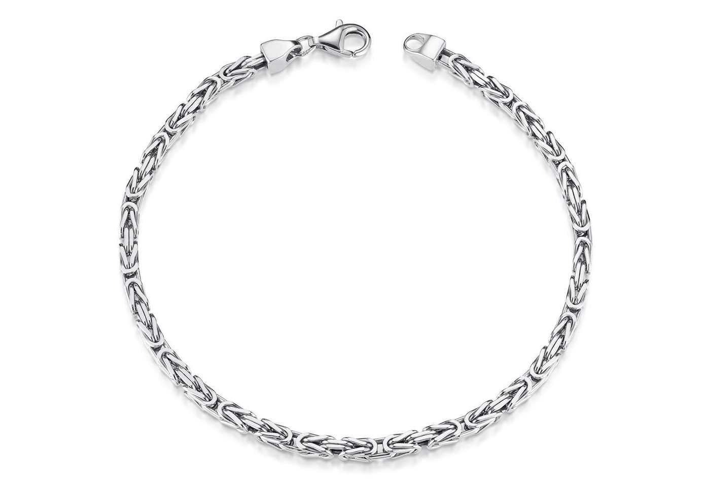 Materia Königsarmband Herren Silber 3mm diamantiert SA-36, 925 Sterling Silber, rhodiniert von Materia