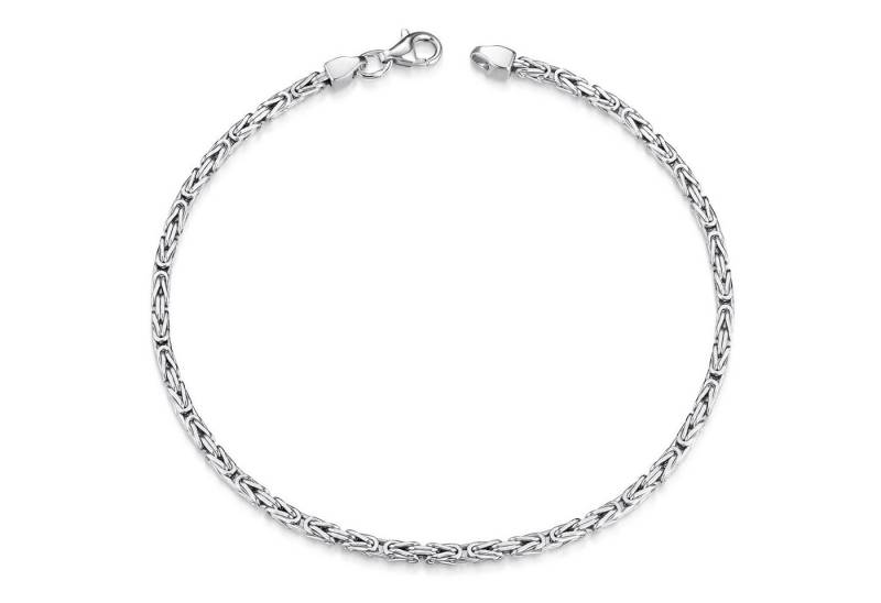 Materia Königsarmband Herren Silber Vierkant 2,5mm SA-3, 925 Sterling Silber, rhodiniert von Materia
