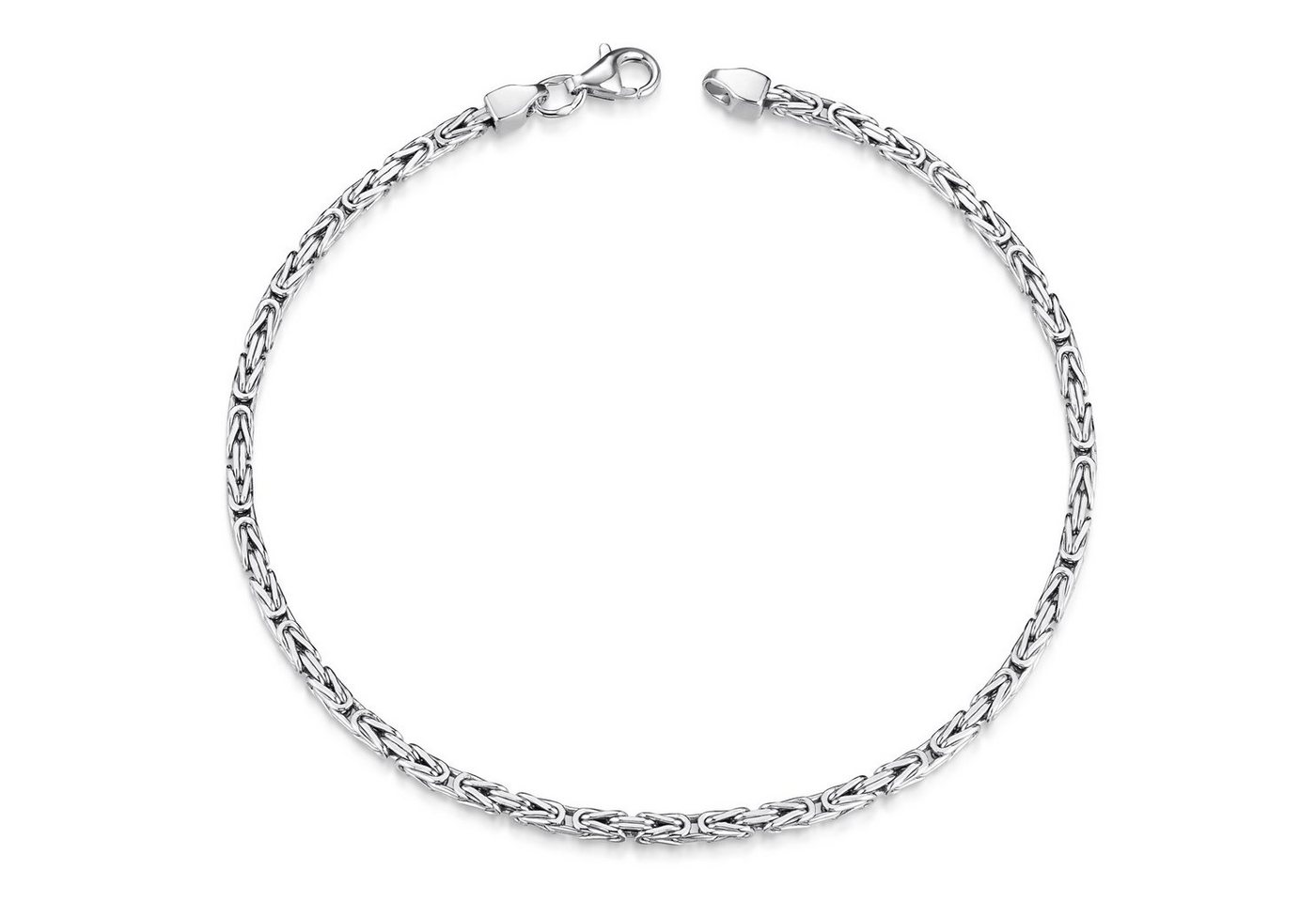 Materia Königsarmband Herren Silber Vierkant 2,5mm SA-3, 925 Sterling Silber, rhodiniert von Materia