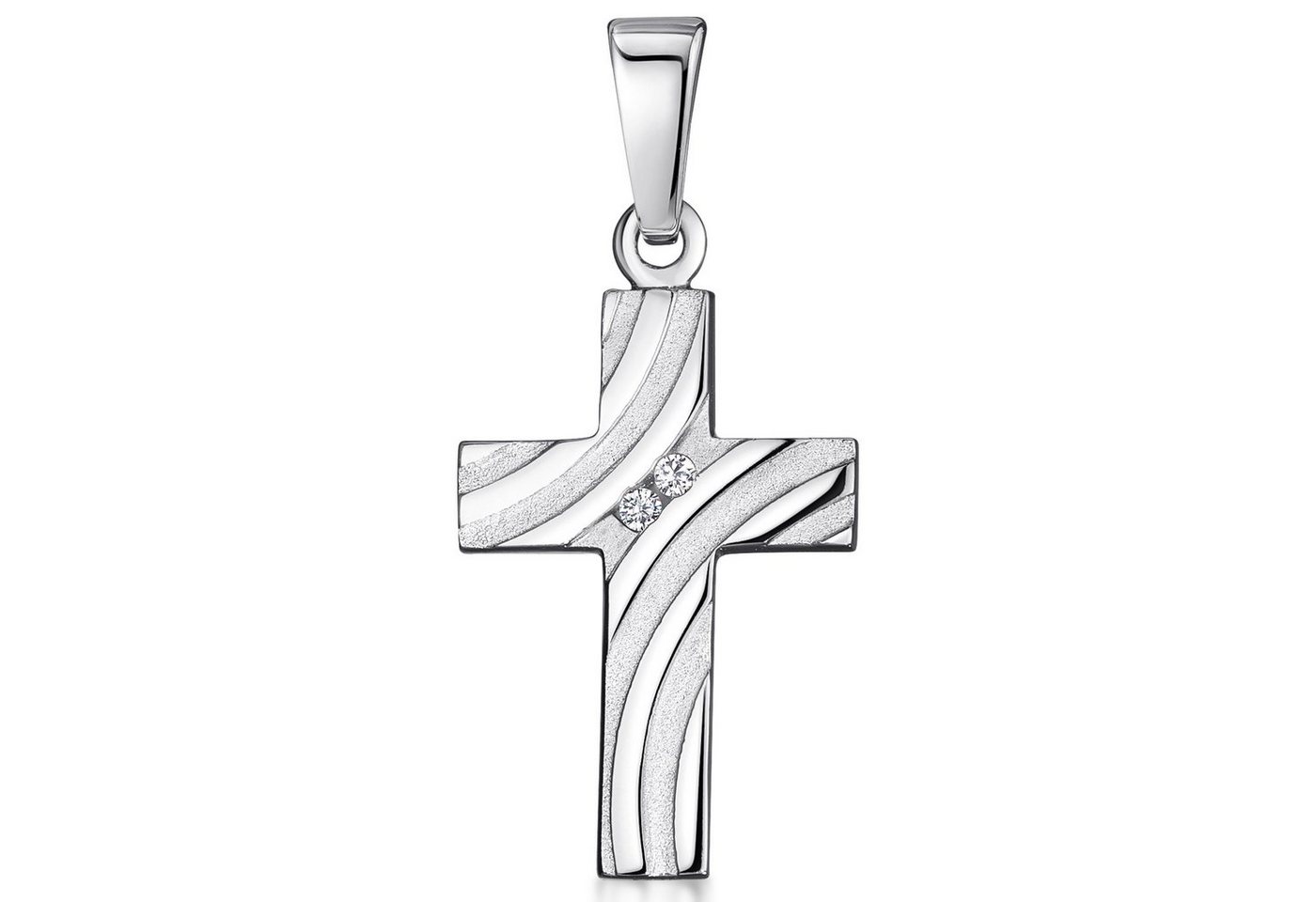 Materia Kreuzanhänger Damen Mädchen Silber Kreuz Zirkonia Religion KA-29, 925 Sterling Silber, rhodiniert von Materia