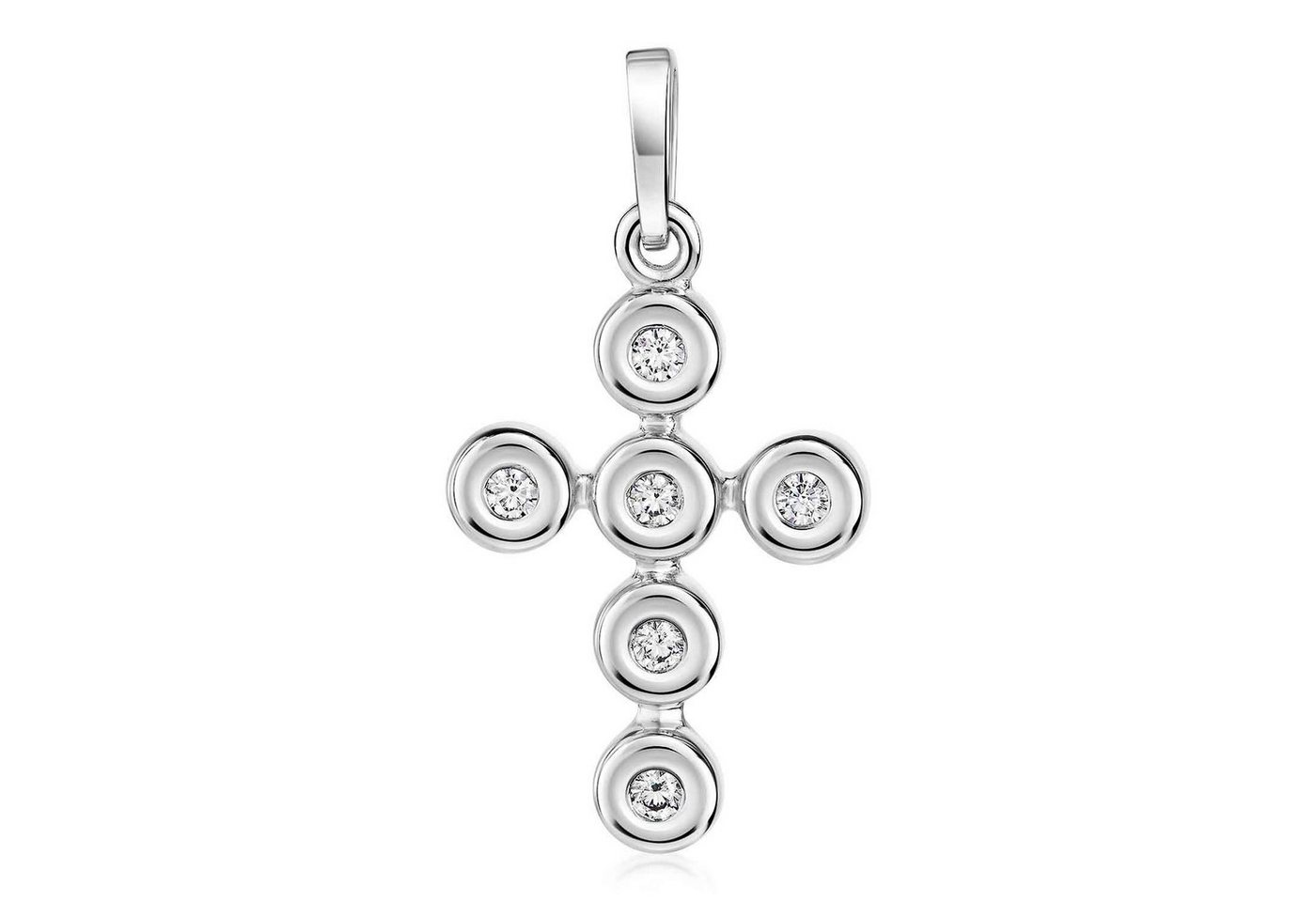 Materia Kreuzanhänger Damen Mädchen Silber Zirkonia Kreuz Hochglanz KA-118, 925 Sterling Silber, rhodiniert von Materia