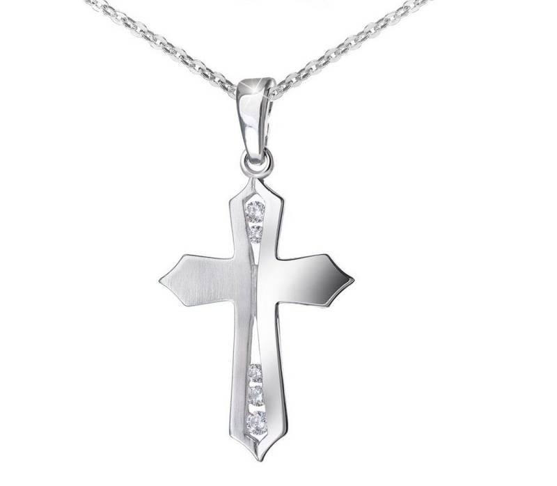 Materia Kreuzanhänger Damen Silber Zirkonia Weiß Mattiert KA-115, 925 Sterling Silber, rhodiniert Materia Kreuzanhänger Damen Silber Zirkonia Weiß Mattiert KA-115, 925 Sterling Silber, rhodiniert von Materia