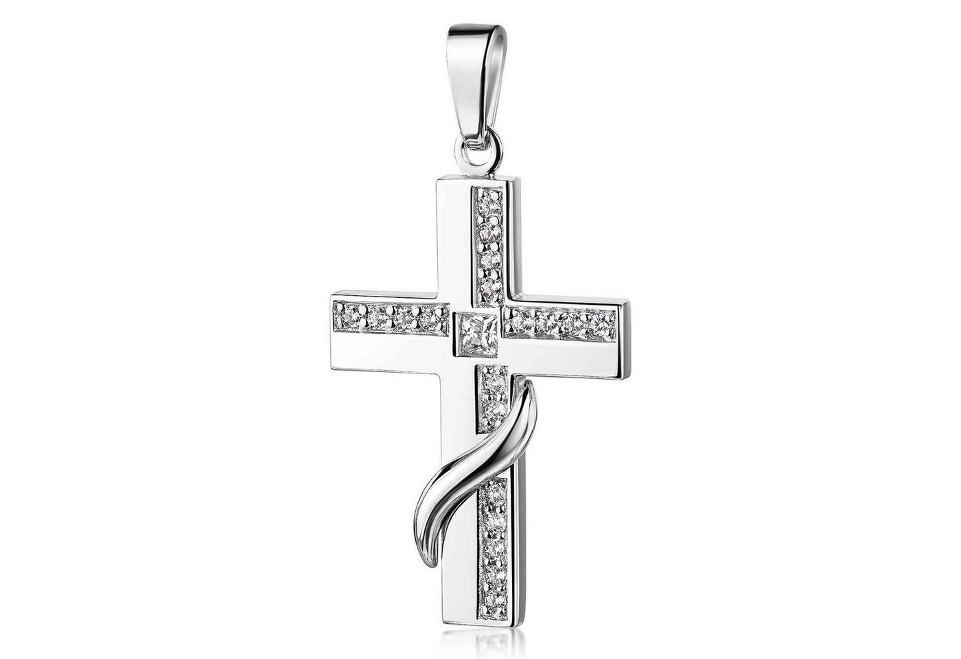 Materia Kreuzanhänger Kreuz mit Zirkonia KA-2, 925 Sterling Silber von Materia