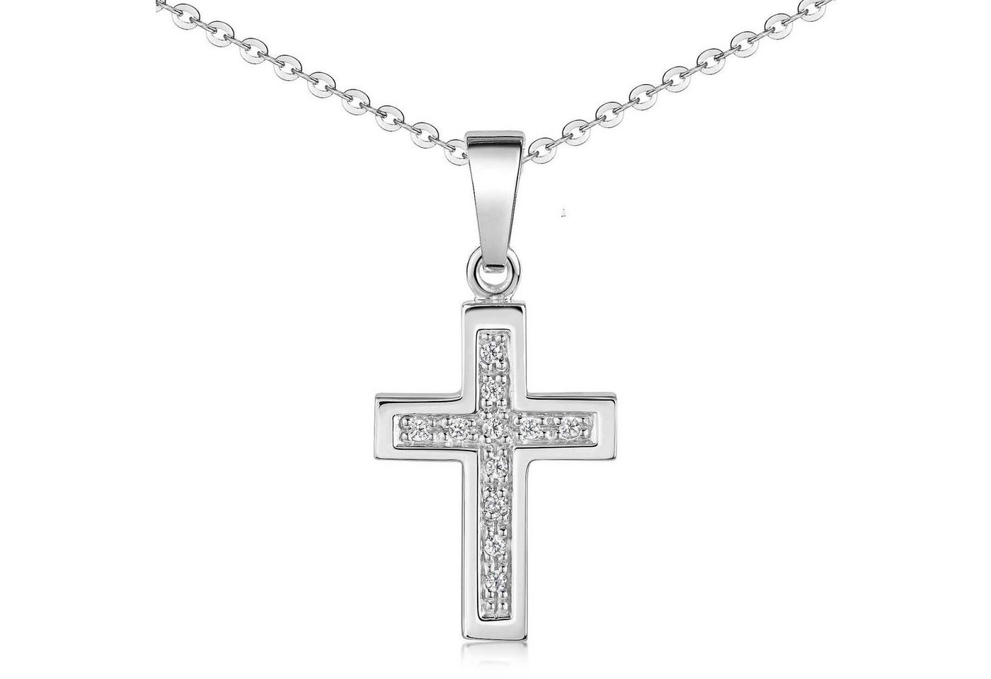Materia Kreuzanhänger Zirkonia klein Damen Kinder KA-31, 925 Sterling Silber, rhodiniert Materia Kreuzanhänger Zirkonia klein Damen Kinder KA-31, 925 Sterling Silber, rhodiniert von Materia