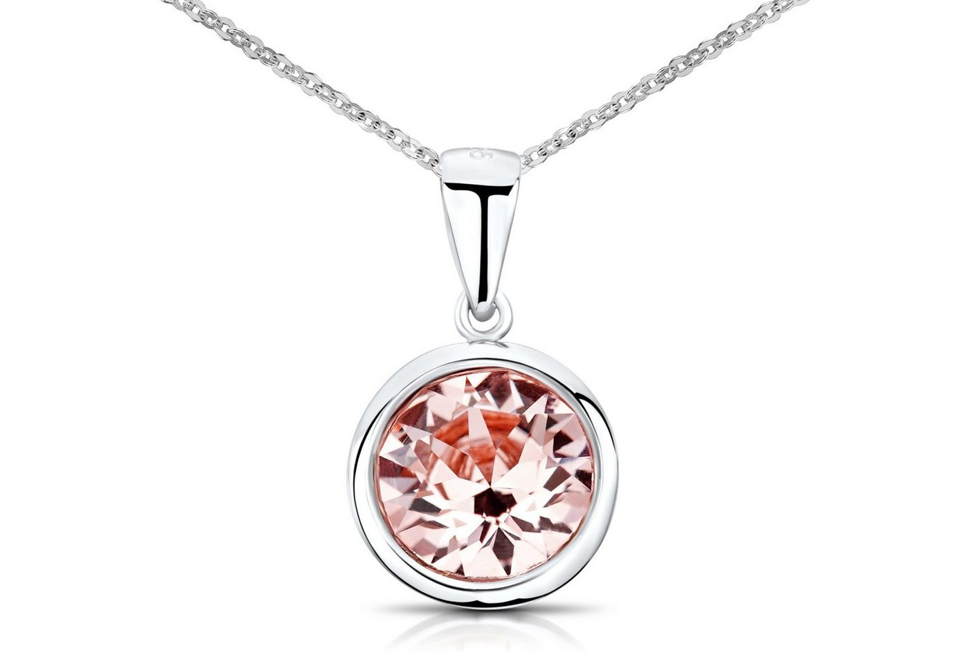 Materia Kristallanhänger Damen Kristallanhänger Ø10mm Apricot KA-462, aus 925 Sterling Silber, rhodiniert von Materia